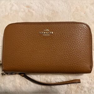Coach Tan Leather Wristlet Never used